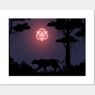 Forest Night Druid Panther D20 Dice Moon Tabletop RPG Maps and Landscapes Posters and Art